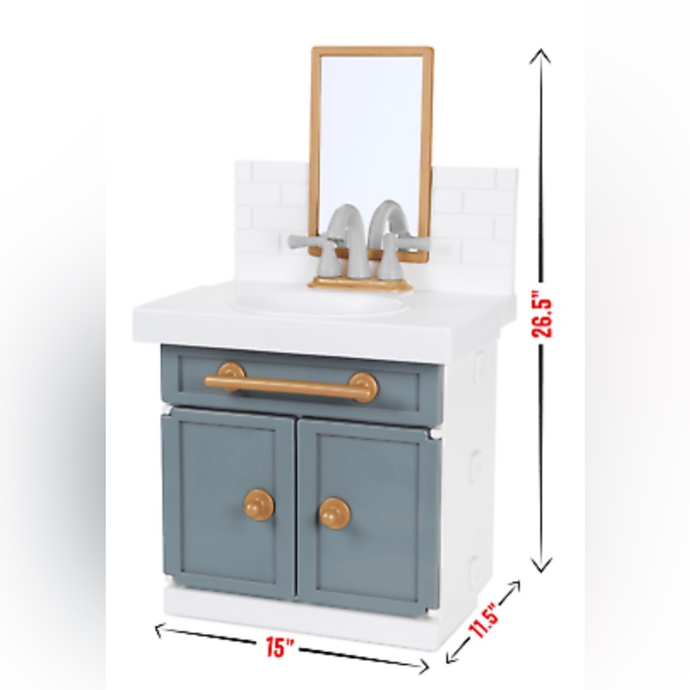 Kids First Bathroom Sink with Real Working Faucet Pretend Play Multi Ages 2+